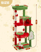PEQULTI Christmas Cat Tree for Large Cats with Metal Frame Big Hammock, Cat Tower for Indoor Cats with 2 Door Condo House, [56.3"=143cm] Multi-Level Cat Shelves with Scratching Posts and Top Perch