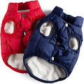 Syhood 2 Pieces Dog Jacket 2 Layers Fleece Lined Dog Jacket Warm Soft Windproof Small Pet Coat for Winter Cold Weather(XL, Navy,Red)