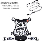 Petmolico No Pull Dog Harness and Leash Set, No Choke 4 Leash Attchments Easy Control Handle Soft Padded Reflective Vest Dog Harness for Small Dog Breed, Cow Pattern Small