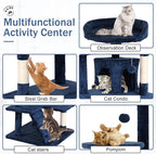 Cat Tree 70 Inches Cat Tower for Indoor Cats Multi-Level Cat Condo with Litter Box Enclosure,Scratching Posts for Indoor Cats (Navy Blue)