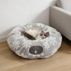 Grelife Cat Tunnel Bed for Indoor Cats, Cute Cat Tunnel Toys, Cat Donut Tunnel Toys with Washable/Removable Cushion, Non-Slip Base, for Cats, Kittens, Small Pets(33.4")