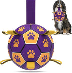 QDAN Extra Large Dog Toys Soccer Ball - Durable Dog Balls for Extra Large Dogs with Straps, Interactive Dog Tug Toy with Strap for Tug of War (9 Inch)