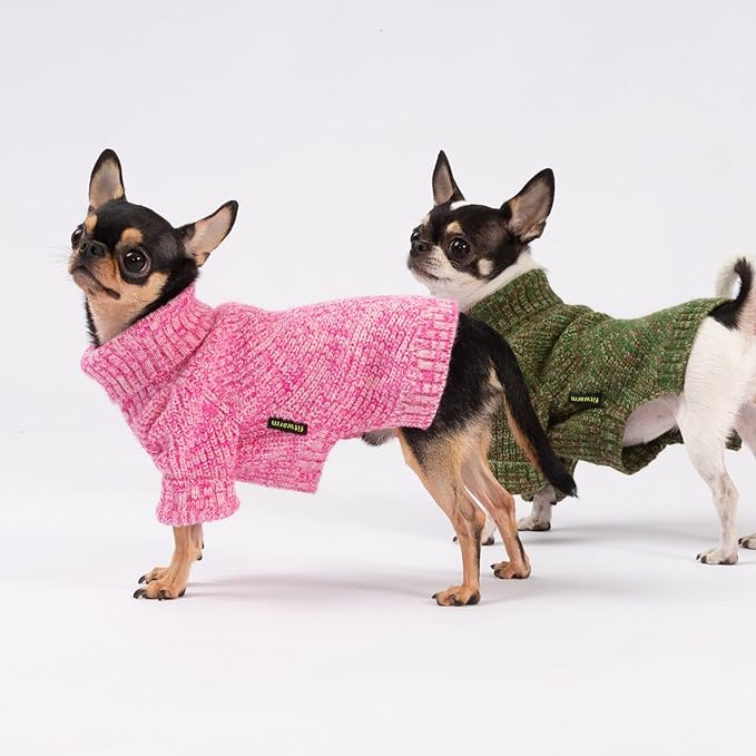 Fitwarm Knitted Turtleneck Dog Sweater, Cozy Dog Winter Clothes for Small Dogs Girl, Holiday Pet Outfit, Heather Pink, XXL