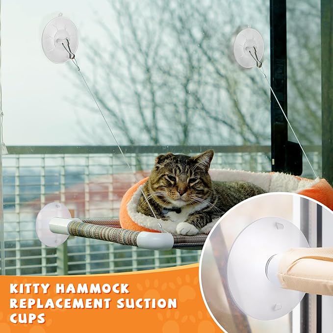 4 Pieces Cat Window Perch Suction Cup, Powerful Cat Window Bed Seat Replacement Suction Cup, Clear PVC Sucker Pads, 2 Styles