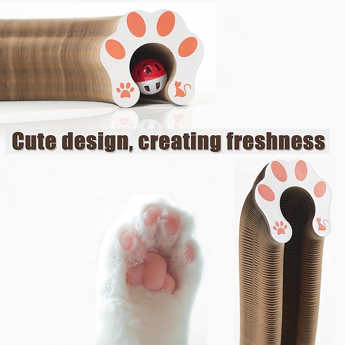 Magic Organ Cat Scratcher Pad with Bell-Ball, Foldable Cat Cardboard Lounge Bed, Interactive Cat Butler for Cat Scratching, Mental Physical Training Exercise for Indoor Kitty Toys (2)