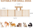 YOCAN Paint-Free Wooden Freestanding Dog Gates for The House,Doorways, Stairs,Wood Dog Fences Indoor Pet Gate,Step Over Fence-4 Panel H:23”
