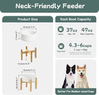 Ceramic Raised Dog Bowl Set, Elevated with Stand, Food and Water Bowl for Medium Breed Dogs, Weighted Dog Dishes, Pet Bowl(7.3'',41OZ, White)