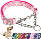 Martingale Dog Collar Pink Daisy No-Slip Dog Collar Adjustable Comfortable Choke Chain Collars for Training & Walks（Pink Daisy XXL
