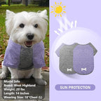 KYEESE 2Pack Dog Shirt with Sleeves, Lightweight Sun Protection Dog T Shirts for Small Dogs, Breathable Pet Tank Top Reflective Dogs Clothes for Summer Outdoor Walking, Purple+Grey, M