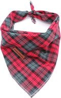 Elegant Little Tail Christmas Bandana 1PCS Plaid Pet Bandana Washable Reversible Cotton Boy Bibs Scarf, Adjustable Square Kerchief for Small to Large Dogs and Cats