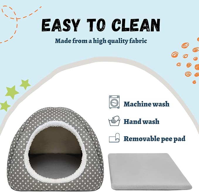 Rabbit Hideout Large Bunny Bed Washable Rabbit House and Hideout Fleece Guinea Pig Hiding Hut for Indoor Bunnies Small Animal Hideaway