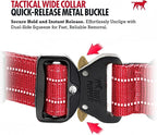 Tuff Pupper Tactical Dog Collar with Handle | Heavy Duty Adjustable Dog Collar | Military Nylon Collar for Medium Dogs | Quick-Release Buckle | Soft Padded Comfort | Training Control (Red, Medium)