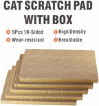 17.3 inch Extra Large Cat Scratcher pad ，5 Pack in 1 Cardboard Box for Medium Large Cat Multi-Cats, 5 PCS Reversible Cat Scratching Boards,Ex-Large Cat Scratcher Box