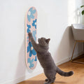 Wall Mounted Cat Scratching Board - Skateboard Style, Replaceable Scratch Mat, for Indoor Cats (24x6 Inches, Pink Flowers)