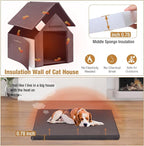 Dog House Outdoor with Insulated Liner Anti-Biting Metal Iron Frame Winter Dog Kennel for Small Mediun Dogs Weatherproof,Brown 100% Insulated