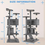 FDW | 54" Cat Tree Tower | Light Gray | Multi-Level Indoor Activity Center with Sisal Scratching Posts, Condos, Plush Perches, Hanging Cat Toys | Sturdy, Easy to Assemble | for Kittens & Adult Cats