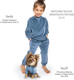Cooper II Organic Cotton Velour Dog Hoodie Pet Coat for Small, Medium and Large Dogs, Faded Denim, X-Large