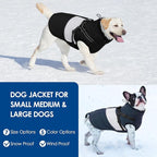 KOESON Dog Coat, Warm Dog Winter Jacket with Harness Built-in for Easy Walk, Fleece Lined Cold Weather Coat for Medium Dogs, Waterproof Puffer Jacket for French Bulldog, Corgi, Beagle, Black M