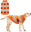 KOOLTAIL Cable Knit Dog Sweater Turtleneck, Cold Weather Pullover Classic Knitwear, Thick Warm Winter Pet Clothes, Fall Maple Leaves Thanksgiving Dog Sweater for Small Medium Large Dogs Cats, Orange L