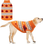 KOOLTAIL Cable Knit Dog Sweater Turtleneck, Cold Weather Pullover Classic Knitwear, Thick Warm Winter Pet Clothes, Fall Maple Leaves Thanksgiving Dog Sweater for Small Medium Large Dogs Cats, Orange L