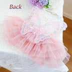ANIAC Butterfly Dog Dress with Pink Tutu Funny Dog Clothes with Wing Girl Puppy Dress for Small Dogs Pet Butterfly Costume Holiday Cat Outfit for Halloween Birthday Wedding (Pink, X-Large)