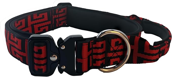 Heavy Duty Dog Collar with Unique Leopard Totem Design Adjustable Durable Nylon Collar, Metal Buckle for Large Dogs Bold Style for Training & Outdoor Adventures (Totem L)