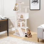 Cat Tree 53 inches Cat Tower for Indoor Cats Cat House with Replaceable and Removable Dangling Ball Cat Trees and Towers with Funny Toys, Beige