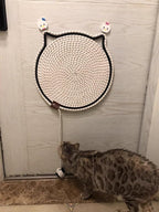 LOS ANDES 15.7'' Cat Scratcher Mat, Natural Cotton Rope Round Pad for Cats, Indoor Scratching Pads with Chew Rope and Ball, Cat Furniture Protector for Wall, Couch, Carpets, Sofa