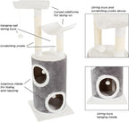 5-Tier Cat Tower with 2 Napping Perches, 2 Story Cat Condo, 2 Sisal Rope Scratching Posts, Hanging Toys – Cat Tree for Indoor Cats by PETMAKER (Gray)