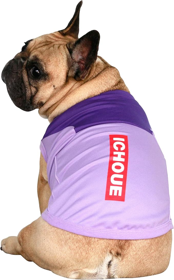iChoue 3pcs French Bulldog Summer Cooling Shirt for Dogs UV Sun Protection Vest Sleeveless Breathable Tank Top English Pug Pink Green Purple Turquoise Rose - Medium