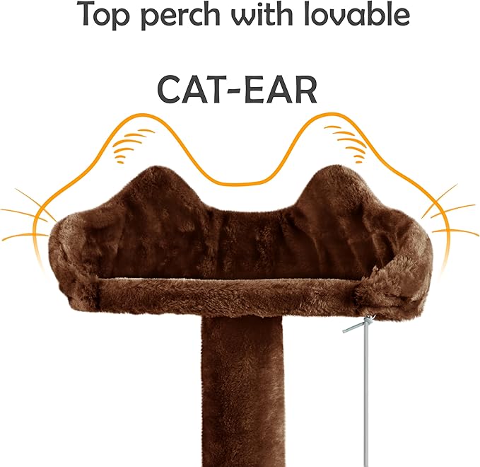 Yaheetech 57 inches Cat Tree for Indoor Cats, Multi-Level Cat Tower w/ 3 Perches, 2 Cat Condos, 2 Hanging Balls and Scratching Posts, Brown