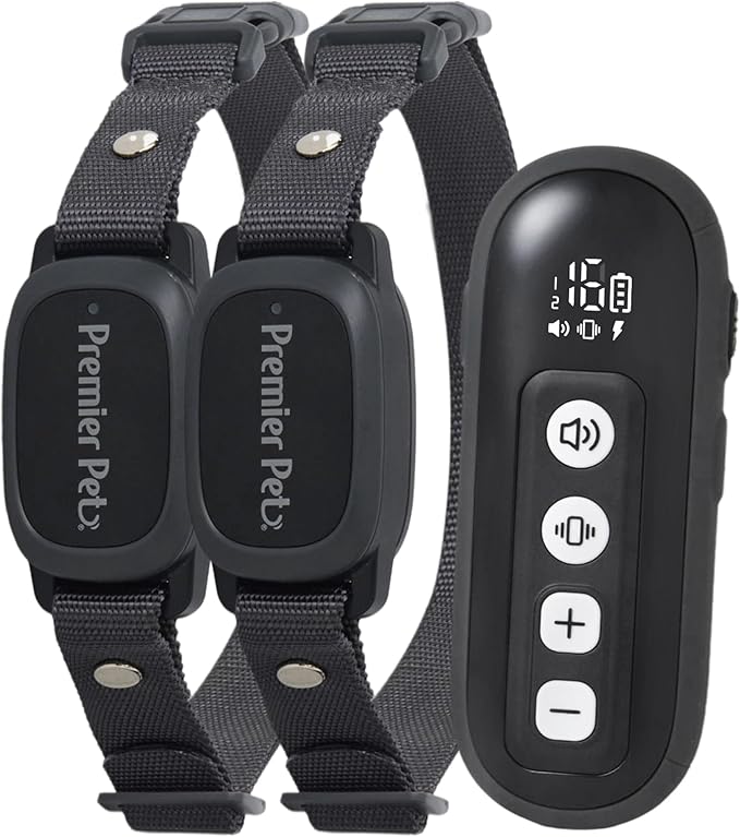 Premier Pet Dog Shock Collar - Safe Behavior Training - 1000ft Long Range Training Shock Collar with Remote - Waterproof Rechargeable Design - 3 Modes - 16 Levels of Static Stimulation - 2 Collars