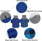 Geyecete Dachshund Coat,Dachshund Winter Coat,Warm Dachshund Coat Waterproof Windproof, High Neckine String Holes Miniature Dachshund Jacket for Small Dog-Blue-S