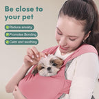 Supet Dog Sling Carrier for Small Pets, Hands Free Cat Sling, Reducing Back Neck Pain Anti-Anxiety Puppy Front, Adjustable Soft Dog Carrying (Pink, Regular 0-9 Lbs)