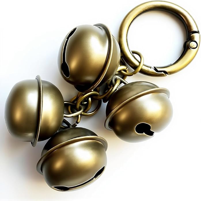 Dog Collar Bell for Pet Tracking 2 Strings in 8 Pieces Pet Bells for Collar Loud Brass Cat Bells for Collar with Key Rings Vintage Bronze Jingle Bells for Doorbell Potty Training