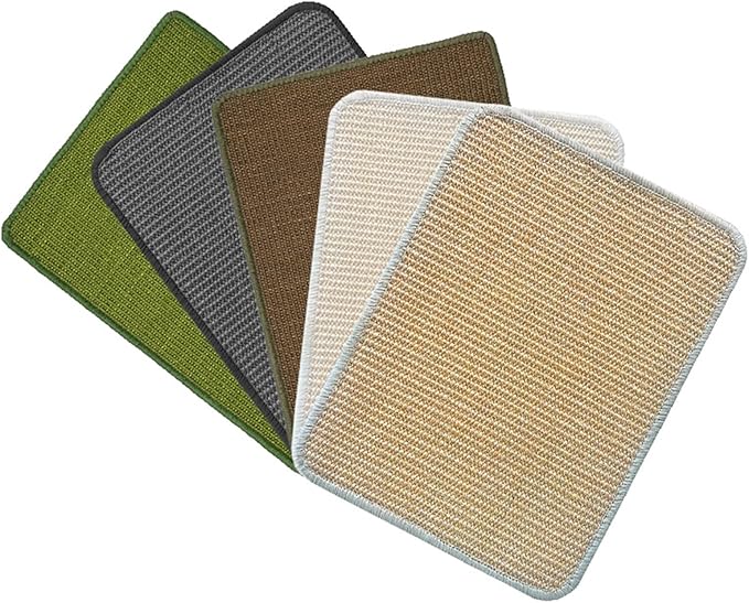 Cat Scratcher Mat Natural Sisal Cat Scratching Pads with Self-Adhesive Horizontal Floor Rug for Indoor Cats Grinding Claws Nails, Khaki, 12" x 16"