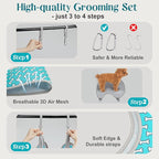 Supet Dog Grooming Hammock Harness for Dogs Cats, Relaxation Pet Nail Clipper Hammock, Restraint Dog & Small Animal Leashes Sling for Groomingk for Nail Trimming (Coral Blue, XS)