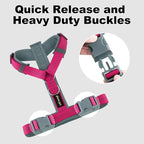Plutus Pet No Pull Dog Harness, Adjustable Nylon Harness with Soft Padding, Reflective and Heavy Duty Dog Harness for Small, Medium, Large Dogs(Hot Pink, XL)