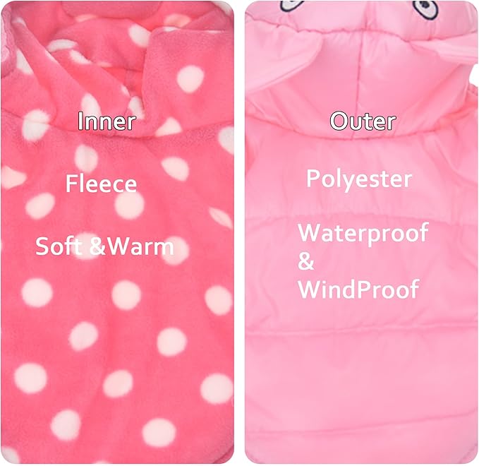 FLAdorepet Pink Pig Dog Costume,Halloween Holiday Pet Dog Piglet Outfits,Winter Coat Snowsuit Clothes for for Small Medium Large Dogs (Pig, S)
