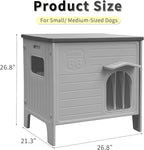 Rockever Dog House Outdoor Indoor for Small Medium Dogs, Plastic Elevated Outdoor Dog House Waterproof Dog Kennel with Window, Easy Clean and Assemble(M)