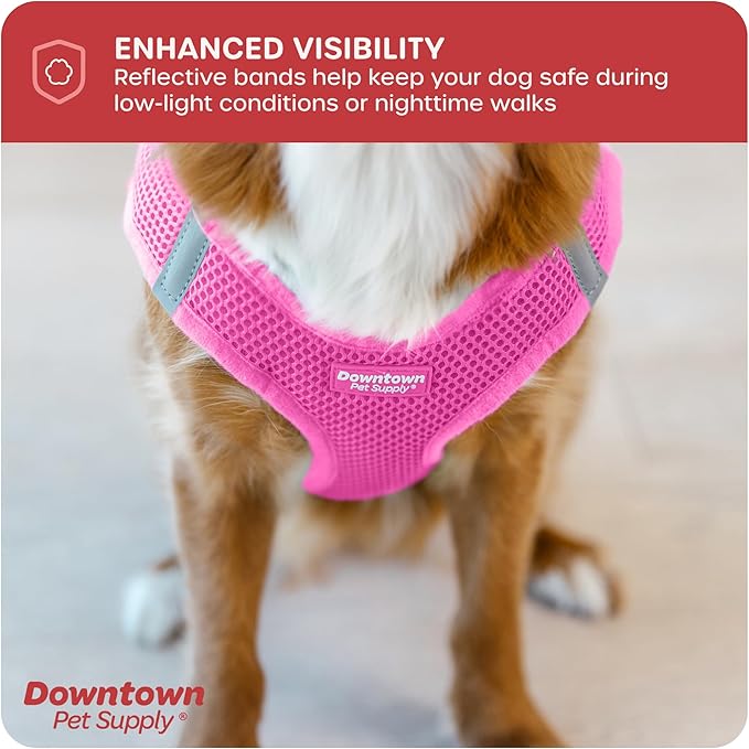 Downtown Pet Supply Step-in Dog Harness – No Pull, Adjustable Padded Mesh with Reflective Trim, Secure Buckle Strap – Comfortable & Breathable Small Dog Harness, X-Small, Pink