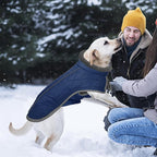 Fragralley Dog Coat Large, Waterproof Dog Jacket with Warm Fleece Lining, Adjustable Reflective Dogs Winter Coat, Turtleneck Pet Coats for Cold Weather (Blue L)