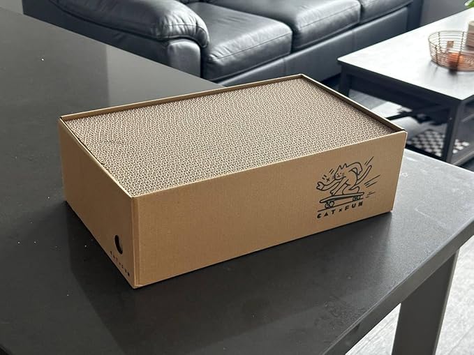 5-Pack Cat Scratcher with Box – Reversible Corrugated Cardboard Pads for Indoor Cats, Compact Kitty Lounge, and Play Solution