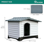 YITAHOME 2-Door Large Dog House with Elevated Base & Cushion, Plastic Pet House for Small and Medium Dogs, Easy Assembly, Waterproof for Indoor/Outdoor Use (36''L x 27.1''W x 26''H)