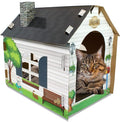 ASPCA Cardboard Cat House Hideaway Playhouse with Cat Scratcher Scratching Pad 19" L x 13" W x 17" H