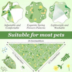 Abbylike 50 Pieces Spring Dog Bandanas Bulk Flower Daisy Sunflower Dog Bandanas for Pets Triangle Kerchief Scarf Bibs for Spring Pets Dogs Party Costume Accessories, 25 Styles (25.6 x 17.7 x 17.7)
