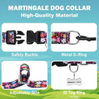 Reflective Martingale Collar for Dogs with Buckle Pretty Fancy Female Floral Dog Collars (Japanese Blossoms, XSmall)