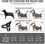 Lukovee No Pull Dog Harness & Leash Set - Heavy Duty Dog Vest Harness with Soft Padded for Medium Large Dogs, Adjustable Reflective Tactical Pet Harness for Easy Walk and Training (L, Black)