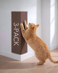 Trimmable Self-Adhesive Cat Scratch Mat, DIY Climb Scratcher for Cat Tower, Couch, and Furniture Protector, Replacement Pads (Brown, 23.6''x11.8'', 3-Pack)