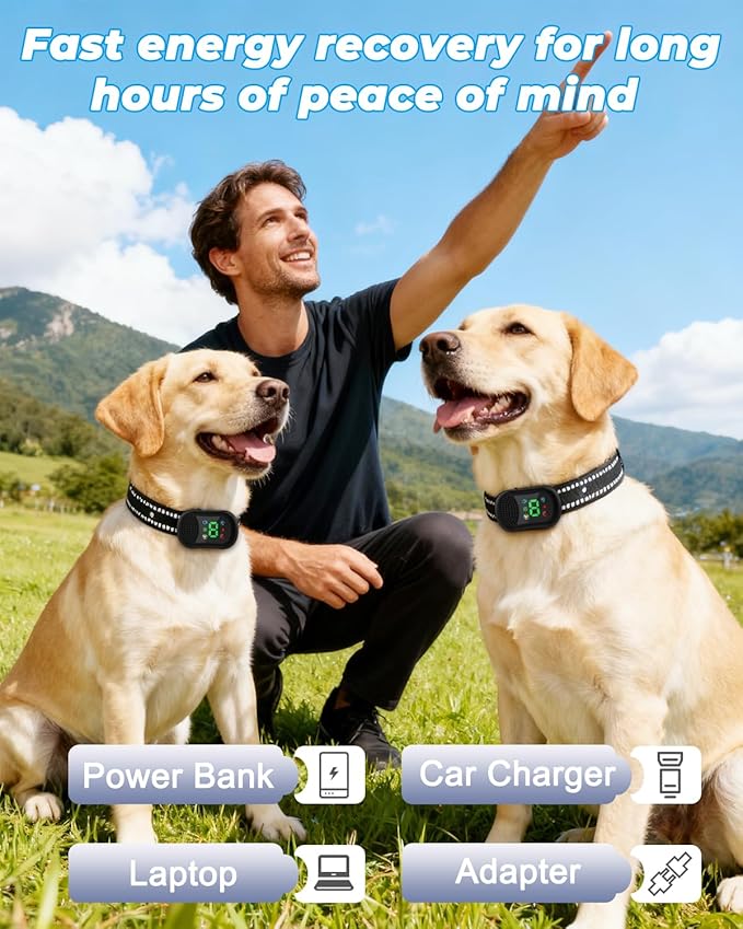 Rechargeable Dog Shock Collar with Remote – 4500FT Voice, Beep, Vibration, Static & LED Training Modes, Waterproof E Collar for Small Medium Large Dogs